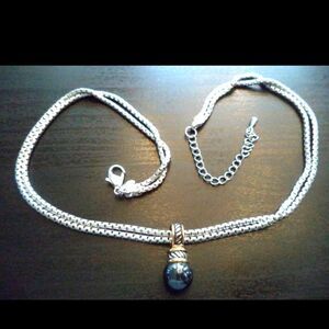 VINTAGE ESTATE SIGNED MONET SILVER TONE 18" NECKLACE